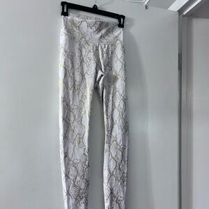Fabletics full length leggings. White and Gold Snake Print Leggings